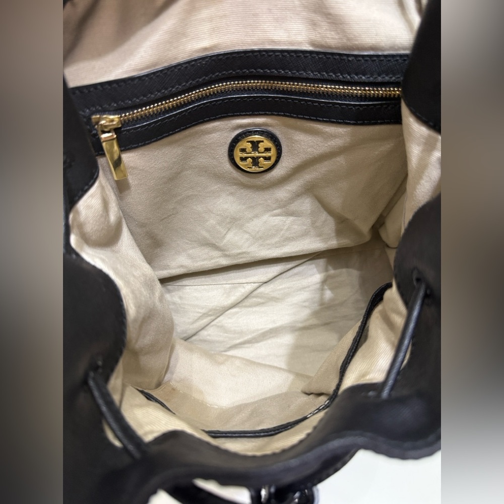 TORY BURCH Black Backpack with Gold accents Piper Flap trending - Picture 7 of 9